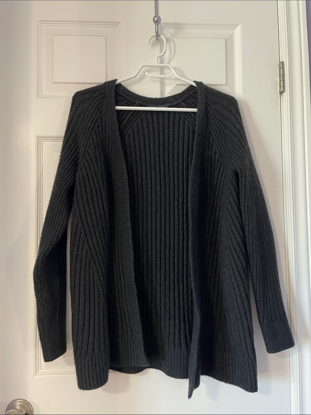 Denver Hayes Black Ribbed Open-Front Cardigan - Women’s